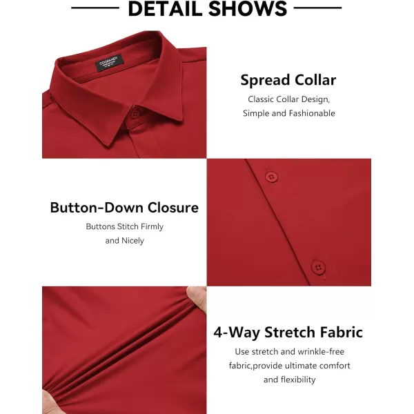 COOFANDY Men's Stretch Dress Shirts Long Sleeve Wrinkle Free Shirt Business Button Down Shirt