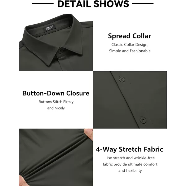 COOFANDY Men's Stretch Dress Shirts Long Sleeve Wrinkle Free Shirt Business Button Down Shirt