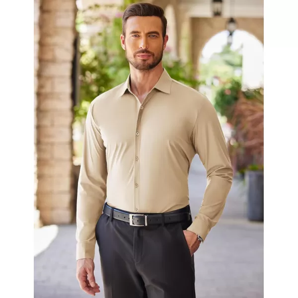 COOFANDY Men's Stretch Dress Shirts Long Sleeve Wrinkle Free Shirt Business Button Down Shirt