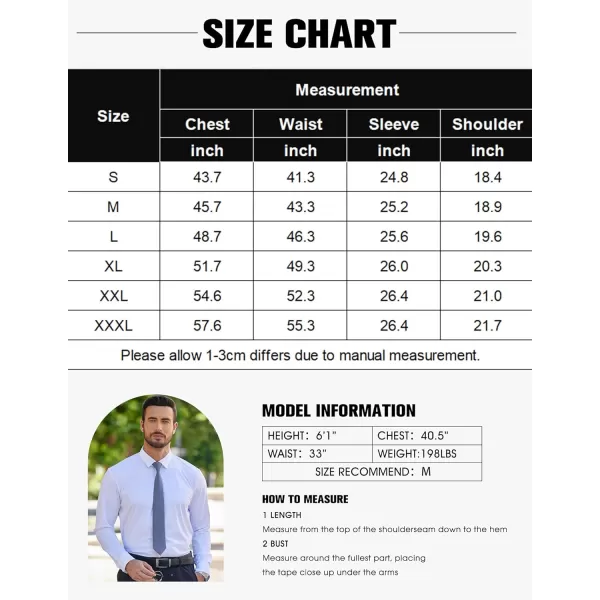COOFANDY Men's Stretch Dress Shirts Long Sleeve Wrinkle Free Shirt Business Button Down Shirt