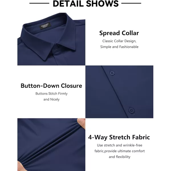 COOFANDY Men's Stretch Dress Shirts Long Sleeve Wrinkle Free Shirt Business Button Down Shirt