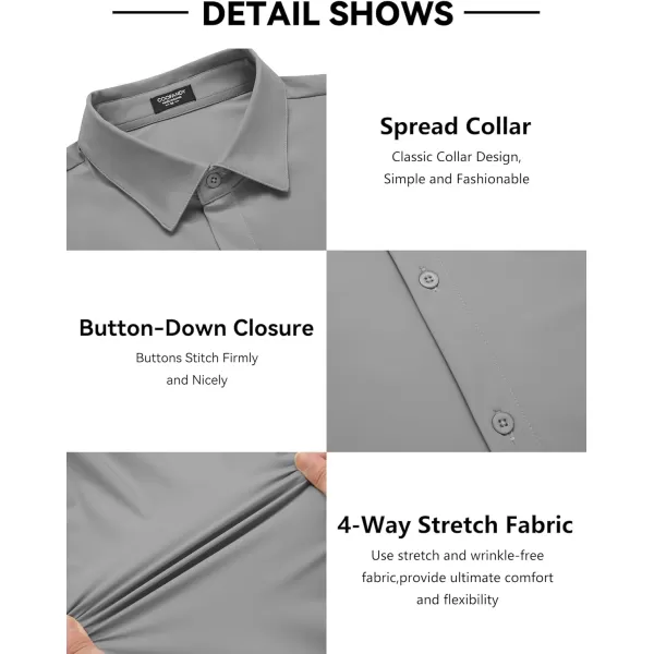COOFANDY Men's Stretch Dress Shirts Long Sleeve Wrinkle Free Shirt Business Button Down Shirt
