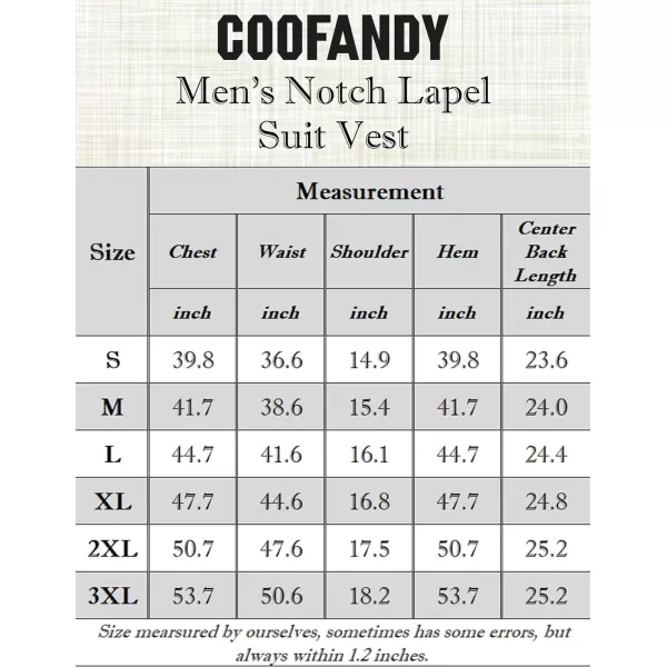 COOFANDY Men's Suit Vests Slim Fit Waistcoat Notch Lapel Casual Formal Vest