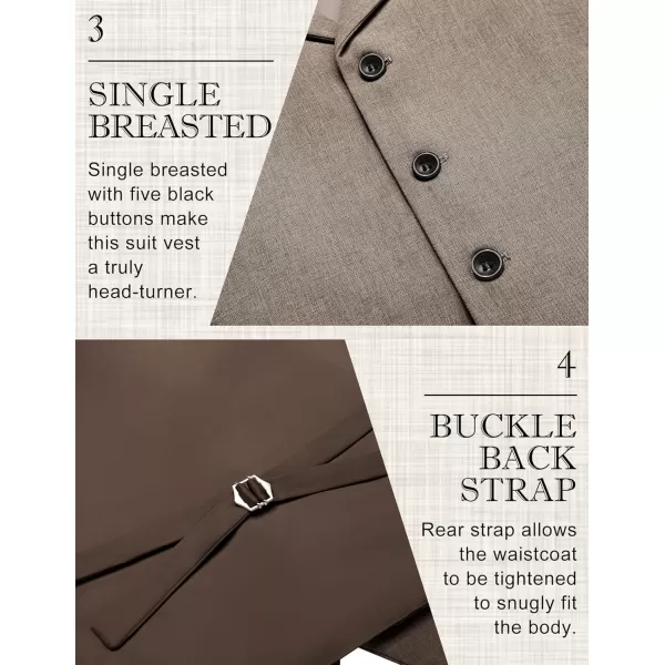 COOFANDY Men's Suit Vests Slim Fit Waistcoat Notch Lapel Casual Formal Vest
