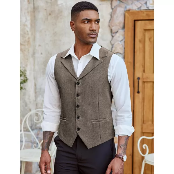 COOFANDY Men's Suit Vests Slim Fit Waistcoat Notch Lapel Casual Formal Vest