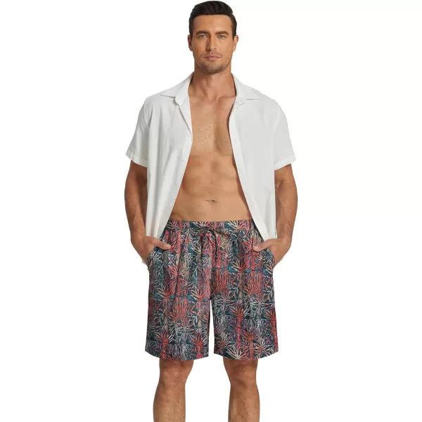COOFANDY Men's Summer Beach Hawaii Shorts Lightweight Elastic Waist Drawstring Casual Shorts