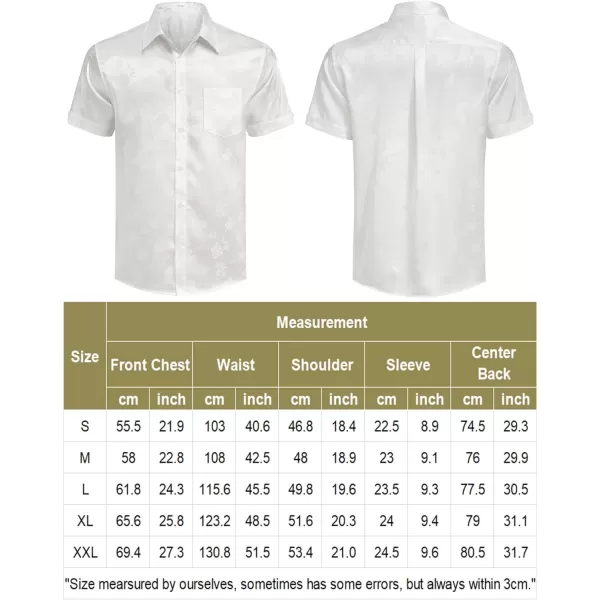 COOFANDY Men's Summer Shirts Short Sleeve Silk Satin Jacquard Shirts Casual Button Down Beach Shirt