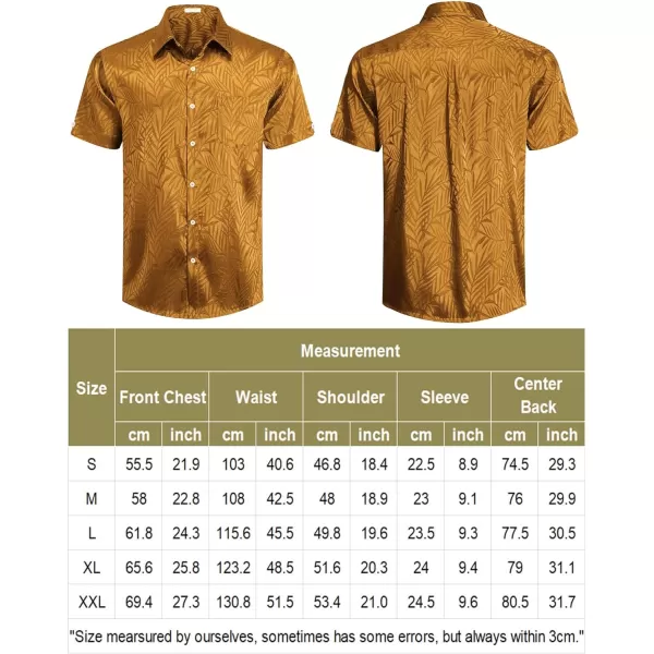 COOFANDY Men's Summer Shirts Short Sleeve Silk Satin Jacquard Shirts Casual Button Down Beach Shirt