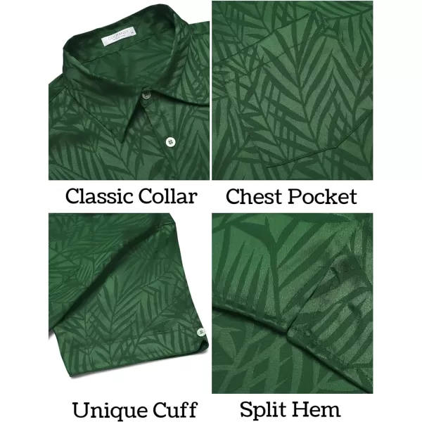 COOFANDY Men's Summer Shirts Short Sleeve Silk Satin Jacquard Shirts Casual Button Down Beach Shirt