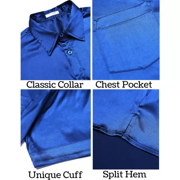 COOFANDY Men's Summer Shirts Short Sleeve Silk Satin Jacquard Shirts Casual Button Down Beach Shirt