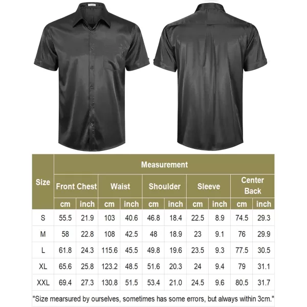 COOFANDY Men's Summer Shirts Short Sleeve Silk Satin Jacquard Shirts Casual Button Down Beach Shirt