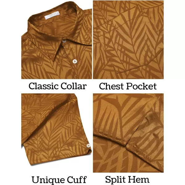 COOFANDY Men's Summer Shirts Short Sleeve Silk Satin Jacquard Shirts Casual Button Down Beach Shirt