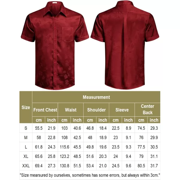 COOFANDY Men's Summer Shirts Short Sleeve Silk Satin Jacquard Shirts Casual Button Down Beach Shirt