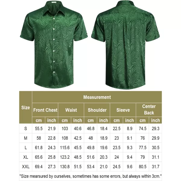 COOFANDY Men's Summer Shirts Short Sleeve Silk Satin Jacquard Shirts Casual Button Down Beach Shirt
