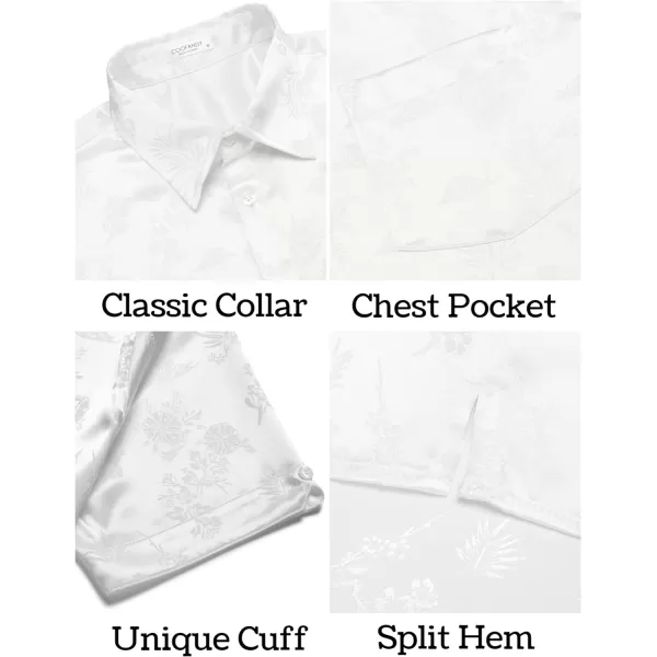 COOFANDY Men's Summer Shirts Short Sleeve Silk Satin Jacquard Shirts Casual Button Down Beach Shirt