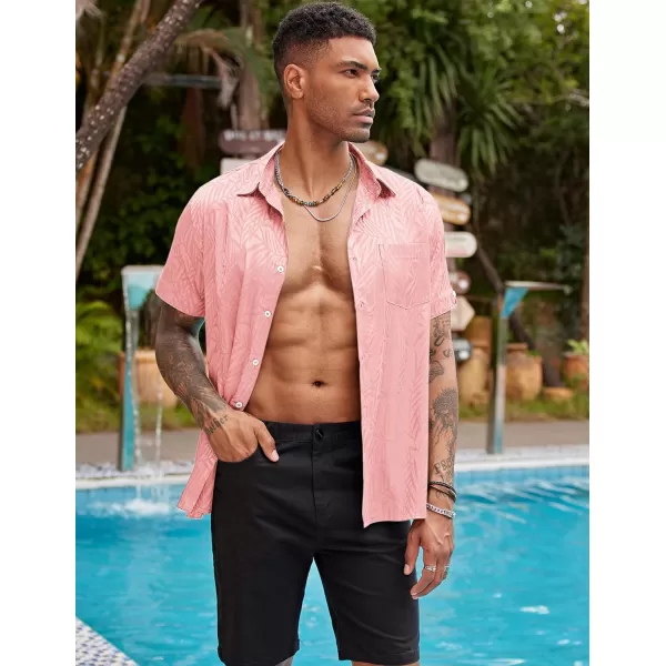 COOFANDY Men's Summer Shirts Short Sleeve Silk Satin Jacquard Shirts Casual Button Down Beach Shirt