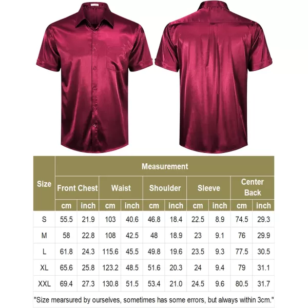COOFANDY Men's Summer Shirts Short Sleeve Silk Satin Jacquard Shirts Casual Button Down Beach Shirt