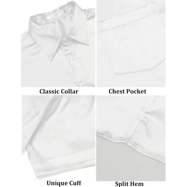 COOFANDY Men's Summer Shirts Short Sleeve Silk Satin Jacquard Shirts Casual Button Down Beach Shirt