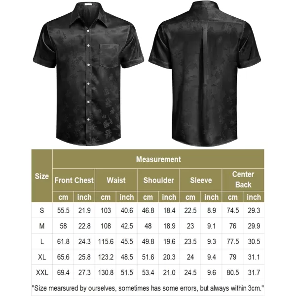 COOFANDY Men's Summer Shirts Short Sleeve Silk Satin Jacquard Shirts Casual Button Down Beach Shirt