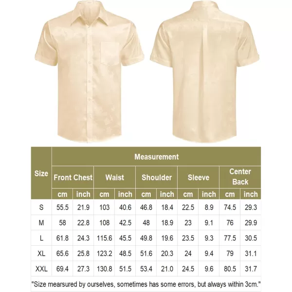 COOFANDY Men's Summer Shirts Short Sleeve Silk Satin Jacquard Shirts Casual Button Down Beach Shirt