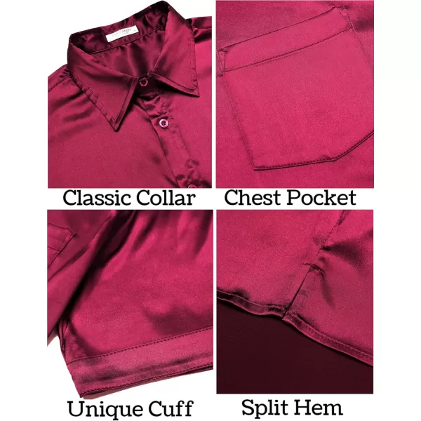 COOFANDY Men's Summer Shirts Short Sleeve Silk Satin Jacquard Shirts Casual Button Down Beach Shirt