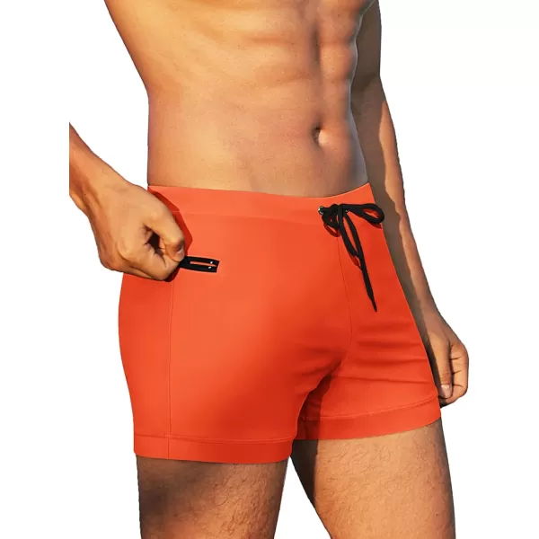 COOFANDY Men's Swimwear Swimsuits Solid Basic Swim Boxer Trunks Board Shorts with Zipper Pockets