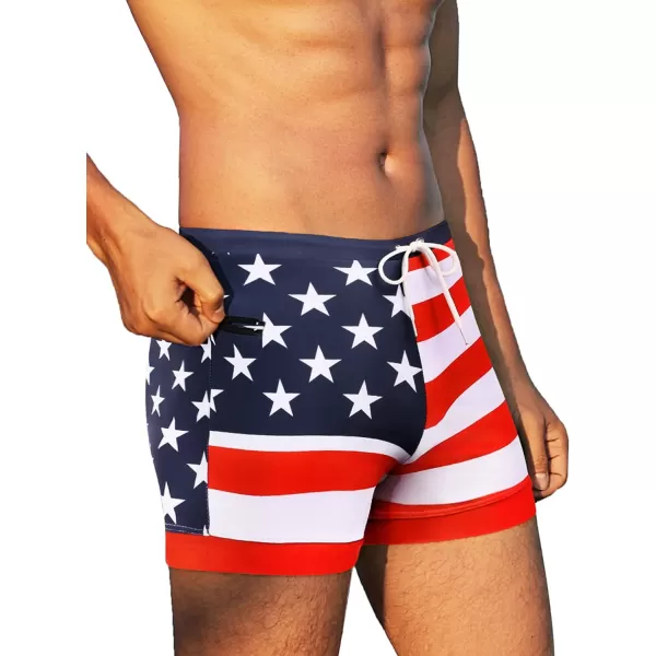 COOFANDY Men's Swimwear Swimsuits Solid Basic Swim Boxer Trunks Board Shorts with Zipper Pockets