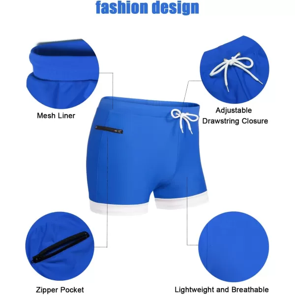 COOFANDY Men's Swimwear Swimsuits Solid Basic Swim Boxer Trunks Board Shorts with Zipper Pockets