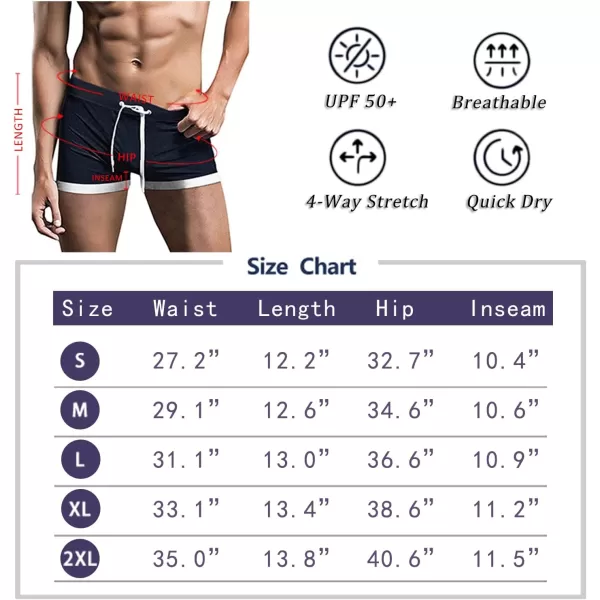 COOFANDY Men's Swimwear Swimsuits Solid Basic Swim Boxer Trunks Board Shorts with Zipper Pockets