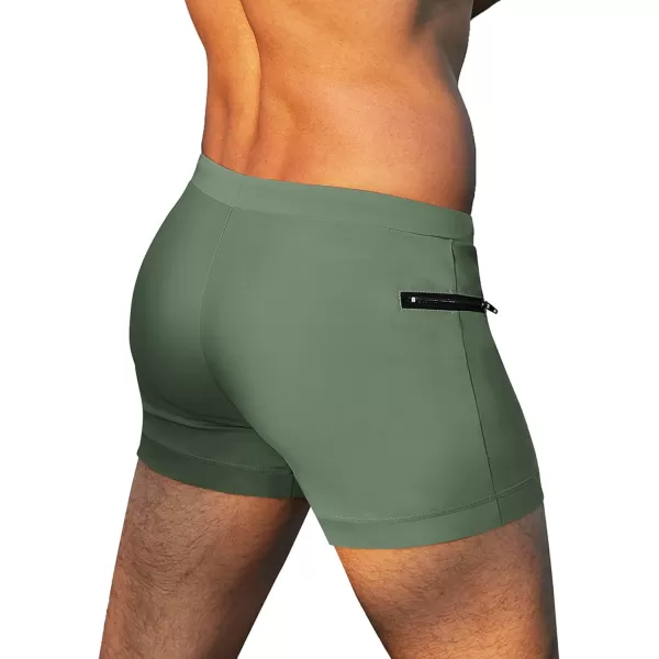 COOFANDY Men's Swimwear Swimsuits Solid Basic Swim Boxer Trunks Board Shorts with Zipper Pockets