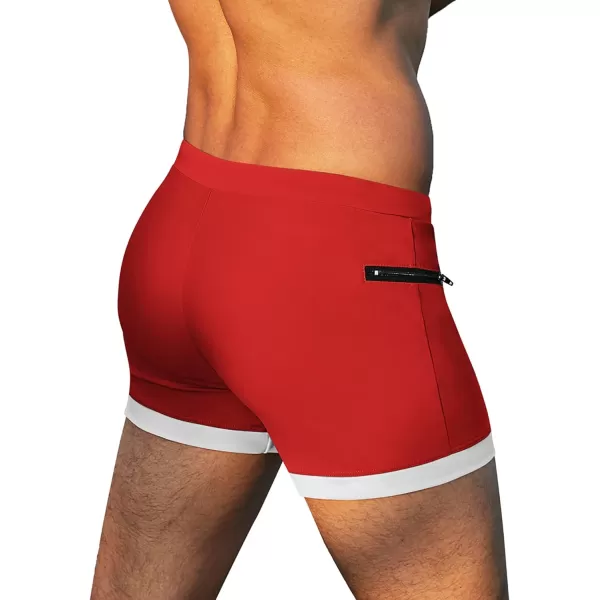 COOFANDY Men's Swimwear Swimsuits Solid Basic Swim Boxer Trunks Board Shorts with Zipper Pockets