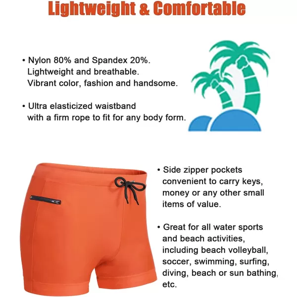 COOFANDY Men's Swimwear Swimsuits Solid Basic Swim Boxer Trunks Board Shorts with Zipper Pockets