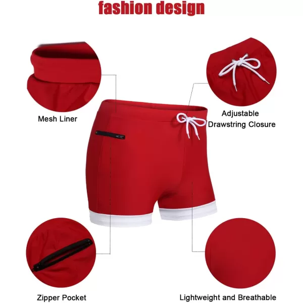 COOFANDY Men's Swimwear Swimsuits Solid Basic Swim Boxer Trunks Board Shorts with Zipper Pockets