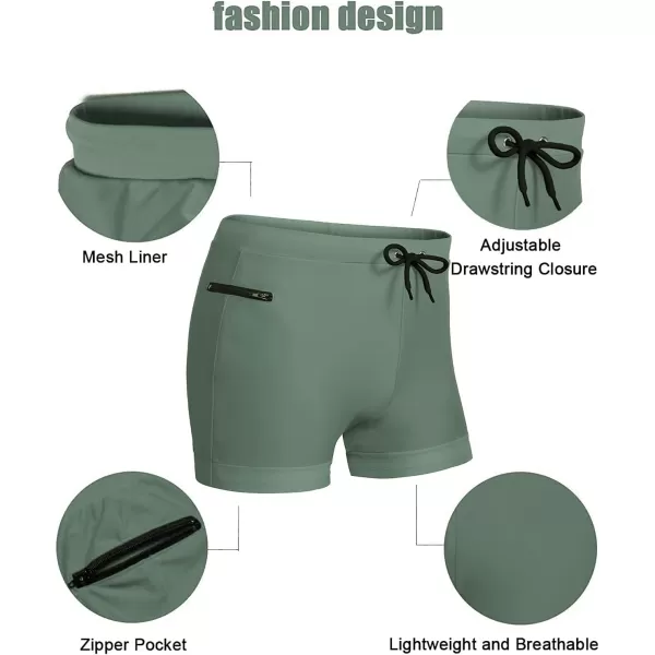 COOFANDY Men's Swimwear Swimsuits Solid Basic Swim Boxer Trunks Board Shorts with Zipper Pockets