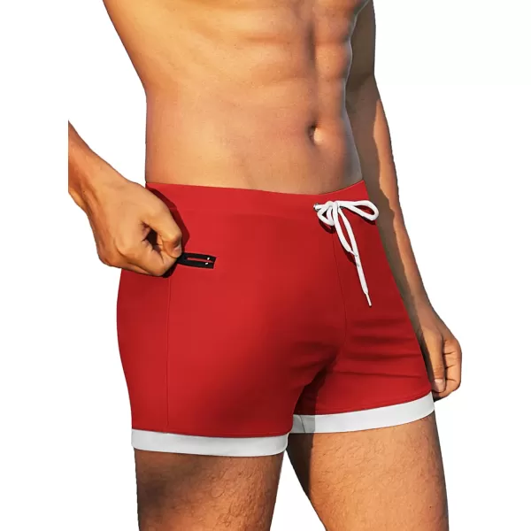COOFANDY Men's Swimwear Swimsuits Solid Basic Swim Boxer Trunks Board Shorts with Zipper Pockets