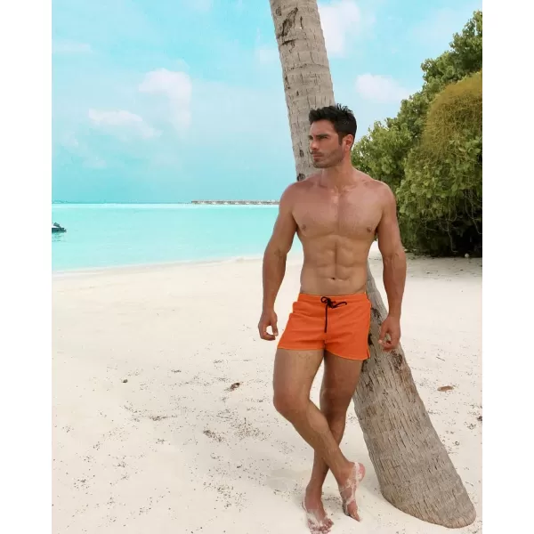 COOFANDY Men's Swimwear Swimsuits Solid Basic Swim Boxer Trunks Board Shorts with Zipper Pockets