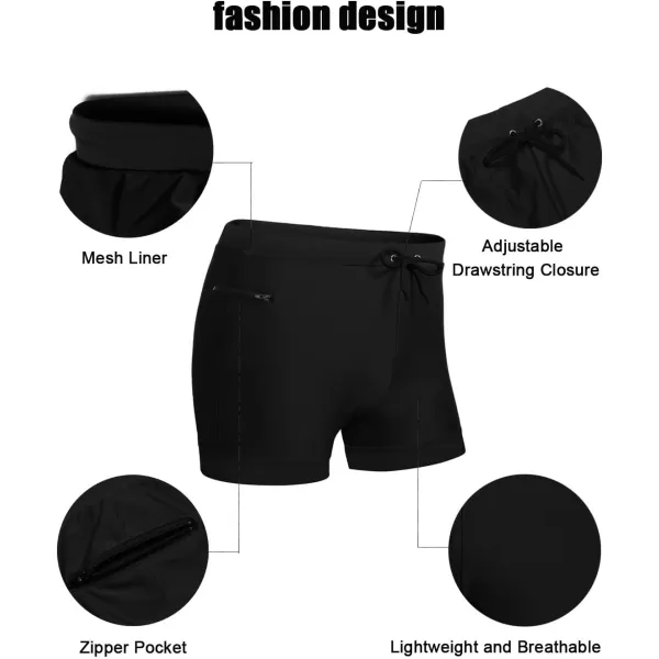 COOFANDY Men's Swimwear Swimsuits Solid Basic Swim Boxer Trunks Board Shorts with Zipper Pockets