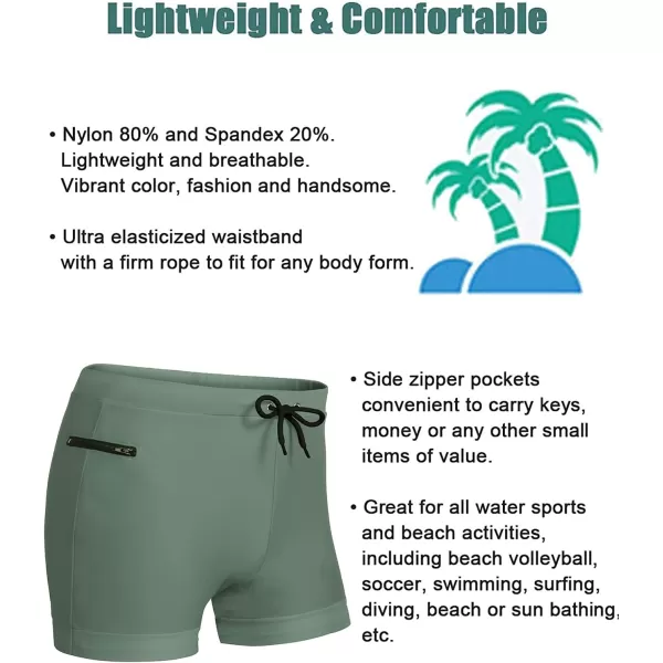 COOFANDY Men's Swimwear Swimsuits Solid Basic Swim Boxer Trunks Board Shorts with Zipper Pockets