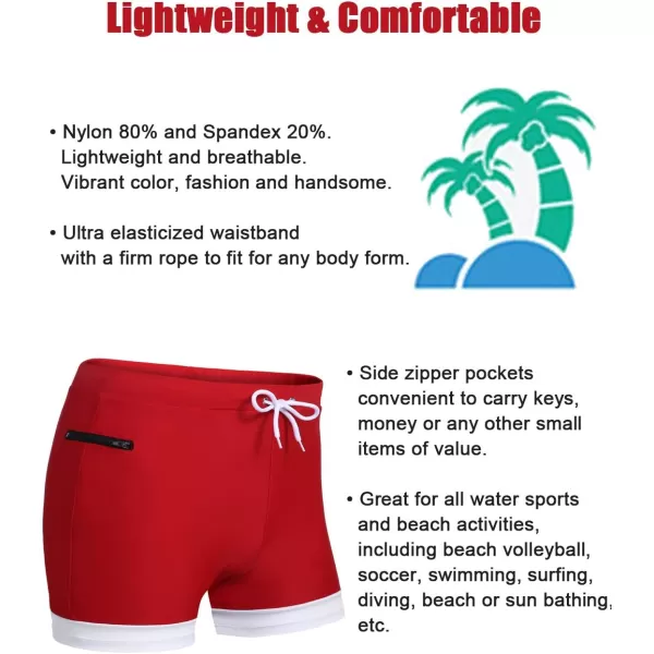 COOFANDY Men's Swimwear Swimsuits Solid Basic Swim Boxer Trunks Board Shorts with Zipper Pockets