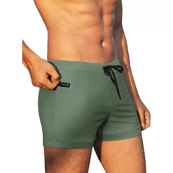COOFANDY Men's Swimwear Swimsuits Solid Basic Swim Boxer Trunks Board Shorts with Zipper Pockets