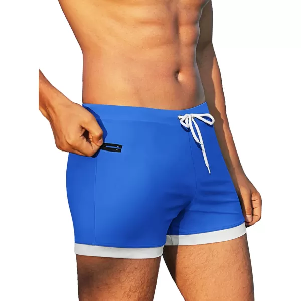 COOFANDY Men's Swimwear Swimsuits Solid Basic Swim Boxer Trunks Board Shorts with Zipper Pockets