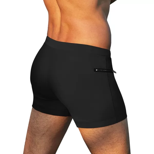 COOFANDY Men's Swimwear Swimsuits Solid Basic Swim Boxer Trunks Board Shorts with Zipper Pockets