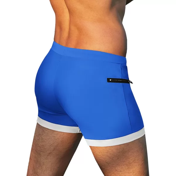 COOFANDY Men's Swimwear Swimsuits Solid Basic Swim Boxer Trunks Board Shorts with Zipper Pockets