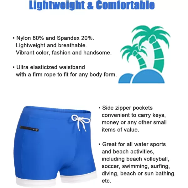 COOFANDY Men's Swimwear Swimsuits Solid Basic Swim Boxer Trunks Board Shorts with Zipper Pockets