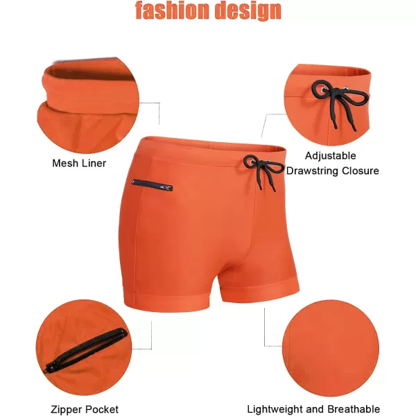 COOFANDY Men's Swimwear Swimsuits Solid Basic Swim Boxer Trunks Board Shorts with Zipper Pockets