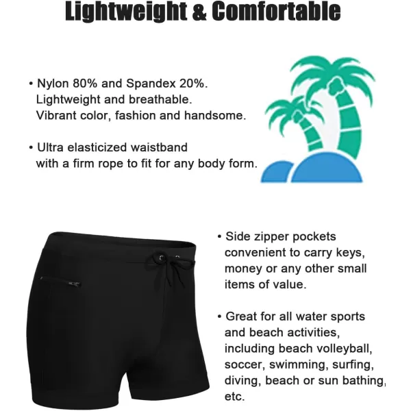 COOFANDY Men's Swimwear Swimsuits Solid Basic Swim Boxer Trunks Board Shorts with Zipper Pockets