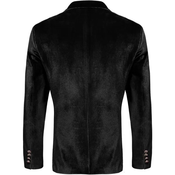 COOFANDY Men's Velvet Blazer Notched Lapel One Button Velour Tuxedo Jacket for Prom Wedding Party Dinner