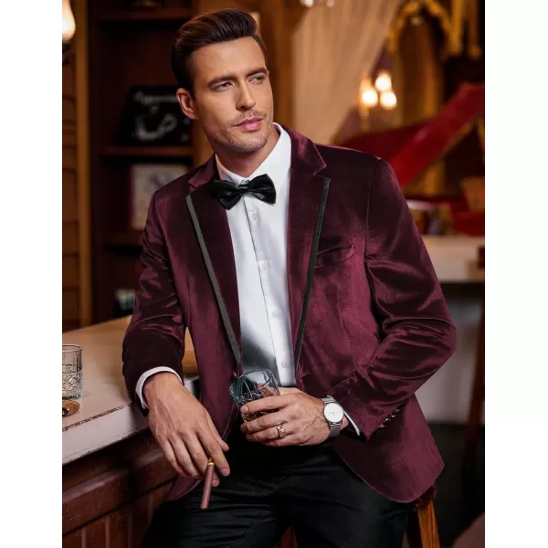 COOFANDY Men's Velvet Blazer Notched Lapel One Button Velour Tuxedo Jacket for Prom Wedding Party Dinner