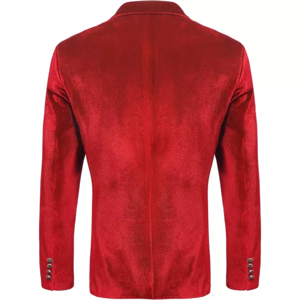 COOFANDY Men's Velvet Blazer Notched Lapel One Button Velour Tuxedo Jacket for Prom Wedding Party Dinner