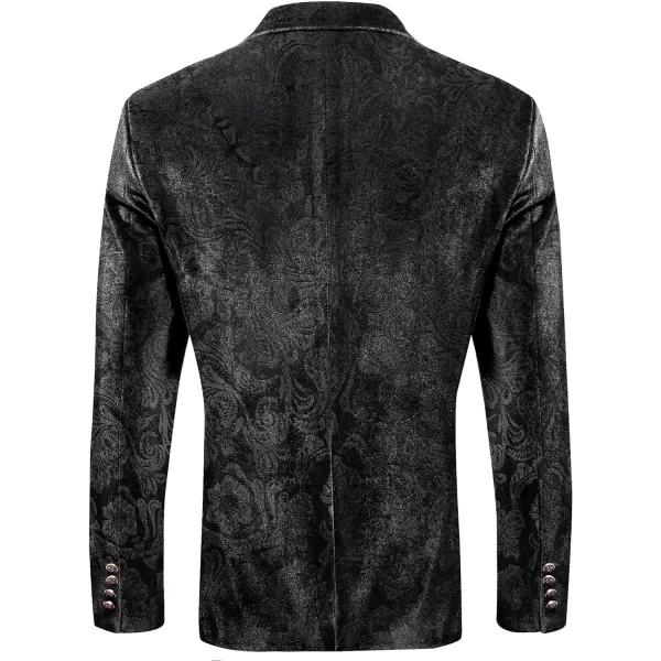 COOFANDY Men's Velvet Blazer Notched Lapel One Button Velour Tuxedo Jacket for Prom Wedding Party Dinner